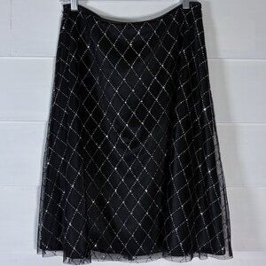 Adrianna Papell Diamond Glitter Evening Skirt, Black SZ 10 Festival,‎ Glam, Chic